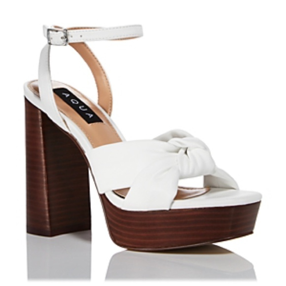 RARE AQUA Lory Platform High Heel Sandals White Brown NWT 7.5